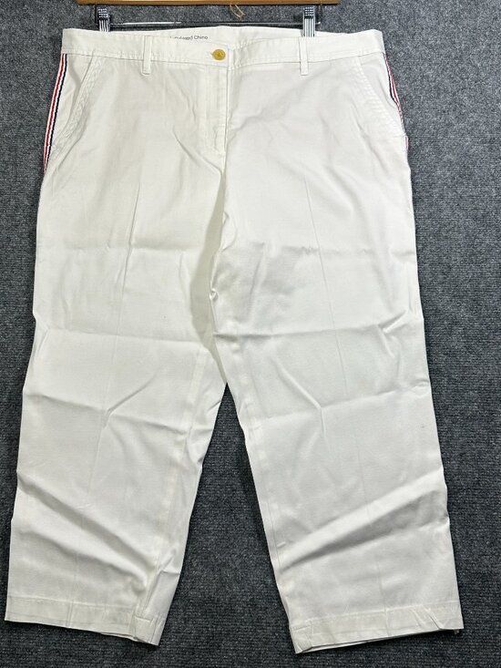 Talbots Pants - Talbots Pants Womens 14 Relaxed Chino Crop White Cotton Stretch Side Stripe Zip